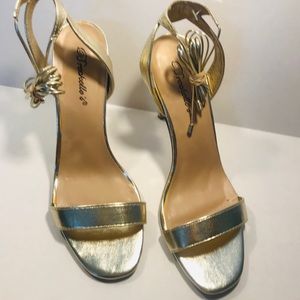Gold Dressy  Sandal Heels size 8